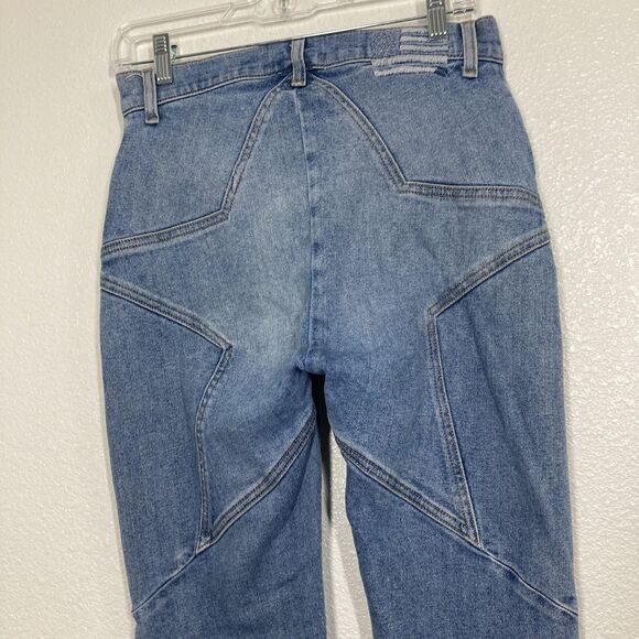 Revice Jeans Womens 30 Blue High Rise Flare Star Back Panel Seamed Stretch Denim - Picture 2 of 16